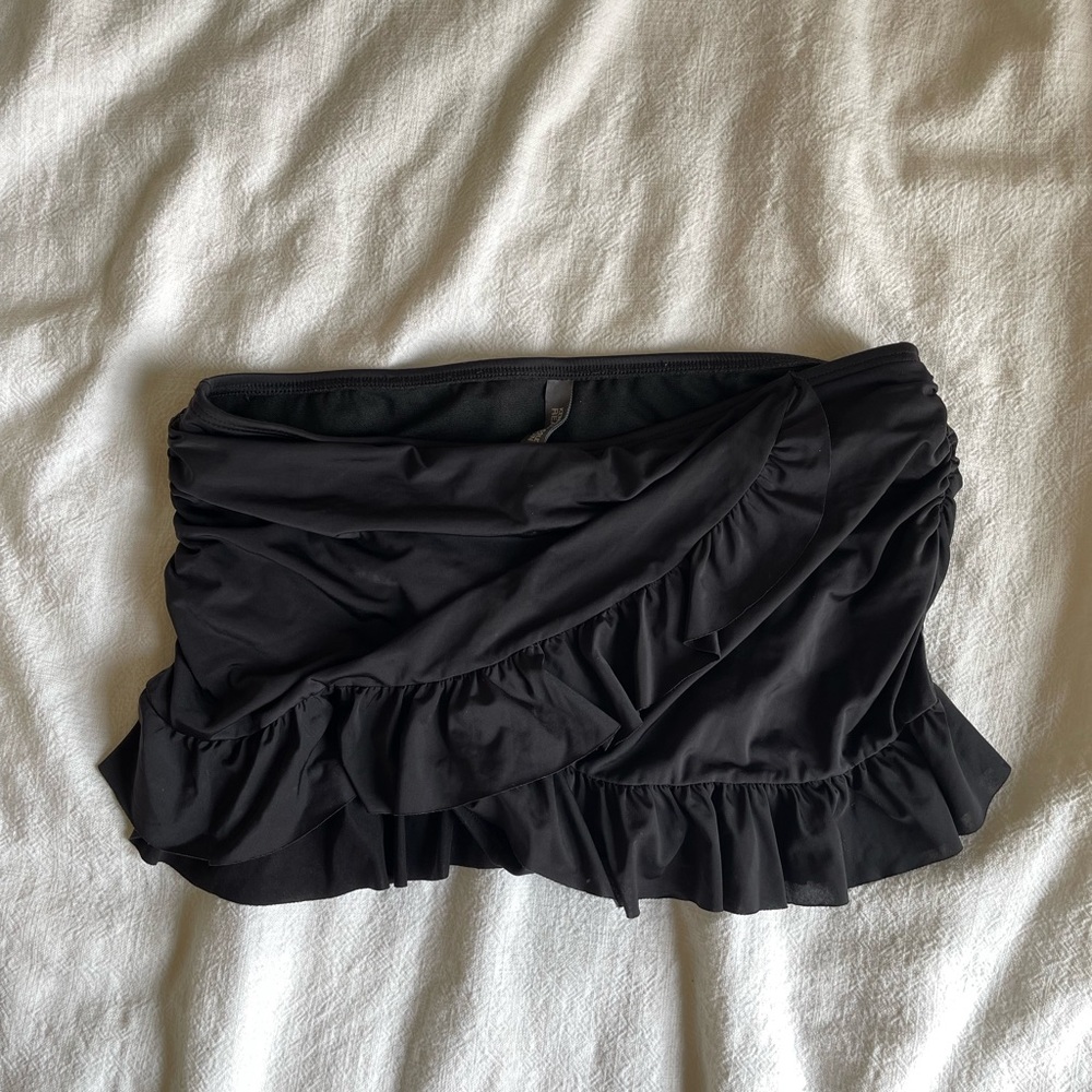 Black Ruffled Swim Skirt